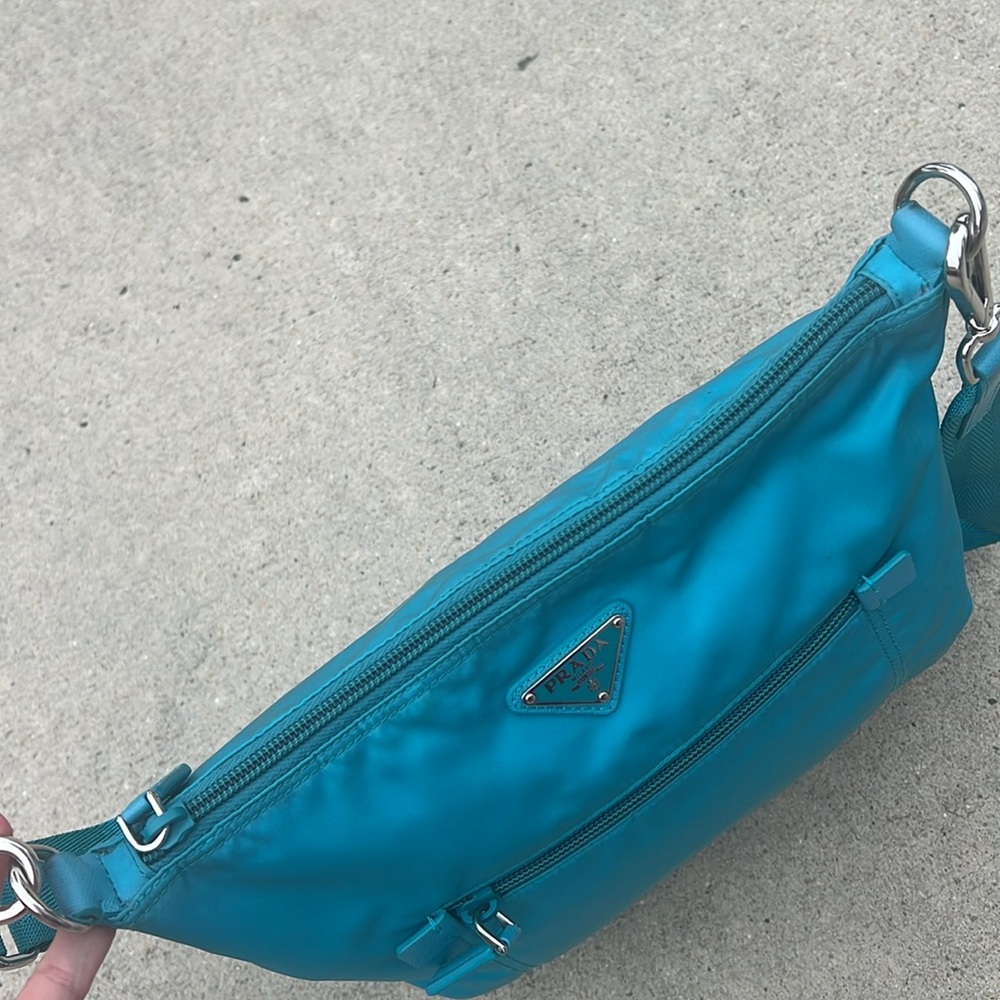 Prada Front Pocket Messenger Bag Tessuto Medium Crossbody teal - Picture 13 of 16